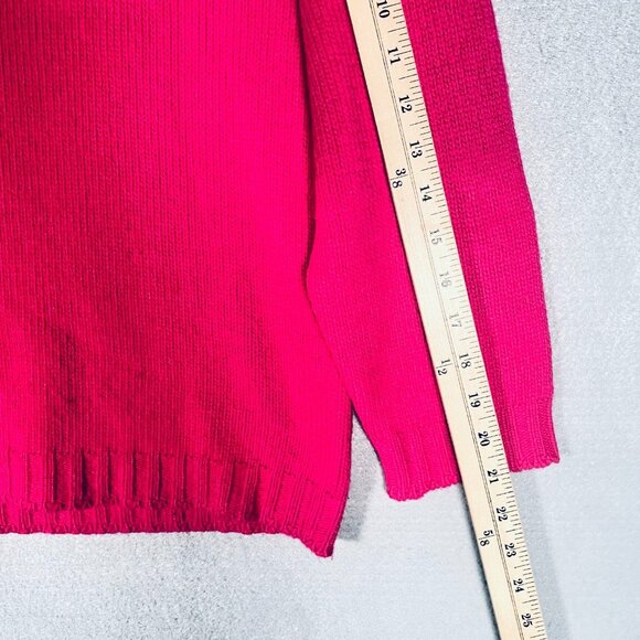 Vintage Scottish Cashmere Sweater Womens S Pink 3/4 Sleeve Mock Neck Pullover - Picture 10 of 11